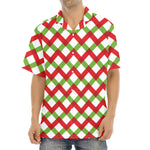 Merry Christmas Checkered Pattern Print Aloha Shirt