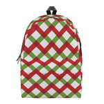 Merry Christmas Checkered Pattern Print Backpack