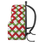 Merry Christmas Checkered Pattern Print Backpack