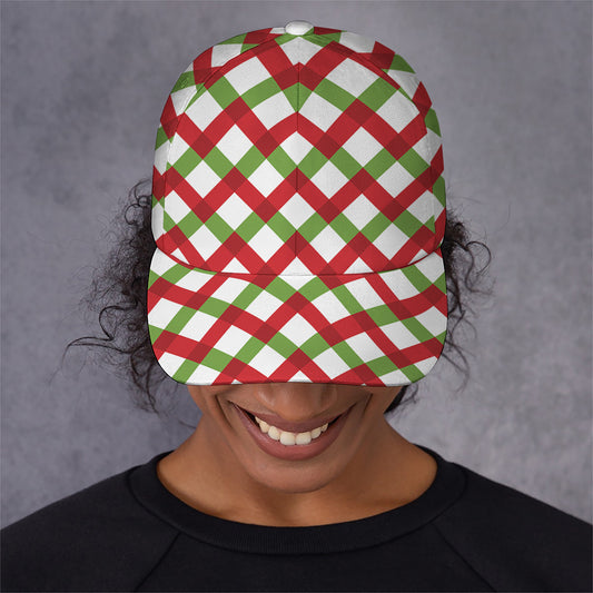 Merry Christmas Checkered Pattern Print Baseball Cap