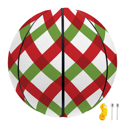 Merry Christmas Checkered Pattern Print Basketball