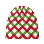 Merry Christmas Checkered Pattern Print Beanie