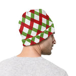 Merry Christmas Checkered Pattern Print Beanie