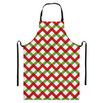Merry Christmas Checkered Pattern Print Bib Apron With Pocket