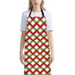 Merry Christmas Checkered Pattern Print Bib Apron With Pocket