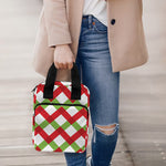 Merry Christmas Checkered Pattern Print Bible Tote Bag