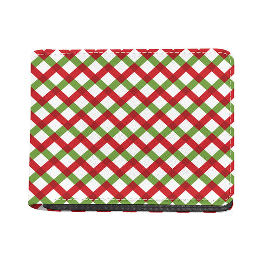 Merry Christmas Checkered Pattern Print Bifold Wallet