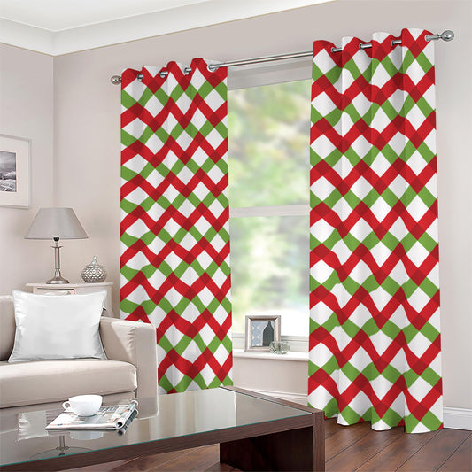Merry Christmas Checkered Pattern Print Blackout Grommet Curtains