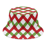 Merry Christmas Checkered Pattern Print Bucket Hat