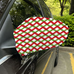Merry Christmas Checkered Pattern Print Car Side Mirror Covers