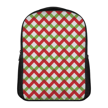 Merry Christmas Checkered Pattern Print Casual Backpack