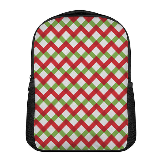 Merry Christmas Checkered Pattern Print Casual Backpack