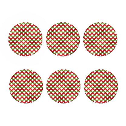 Merry Christmas Checkered Pattern Print Coaster Set