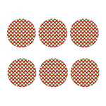 Merry Christmas Checkered Pattern Print Coaster Set