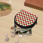 Merry Christmas Checkered Pattern Print Coin Purse