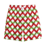 Merry Christmas Checkered Pattern Print Cotton Shorts