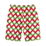 Merry Christmas Checkered Pattern Print Cotton Shorts