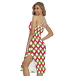 Merry Christmas Checkered Pattern Print Cross Back Cami Dress