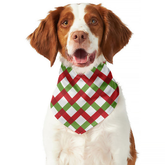 Merry Christmas Checkered Pattern Print Dog Bandana