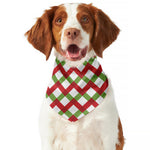 Merry Christmas Checkered Pattern Print Dog Bandana