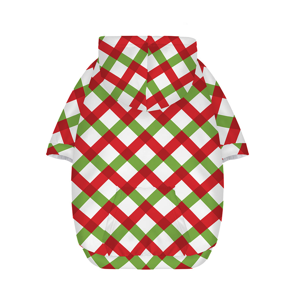 Merry Christmas Checkered Pattern Print Dog Zip Up Hoodie