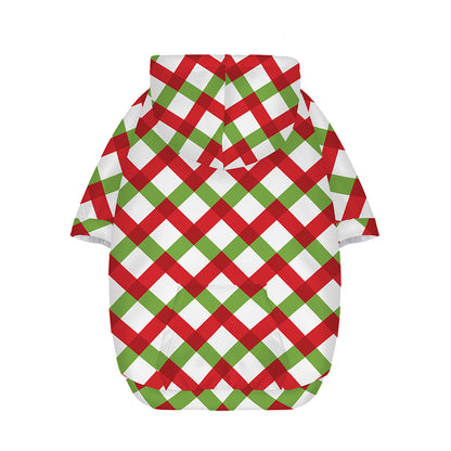 Merry Christmas Checkered Pattern Print Dog Zip Up Hoodie