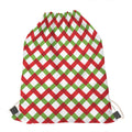 Merry Christmas Checkered Pattern Print Drawstring Bag