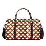 Merry Christmas Checkered Pattern Print Duffle Bag
