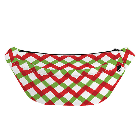 Merry Christmas Checkered Pattern Print Fanny Pack