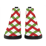 Merry Christmas Checkered Pattern Print Flat Ankle Boots