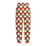Merry Christmas Checkered Pattern Print Fleece Lined Knit Pants