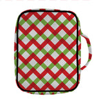 Merry Christmas Checkered Pattern Print Front Pocket Bible Bag