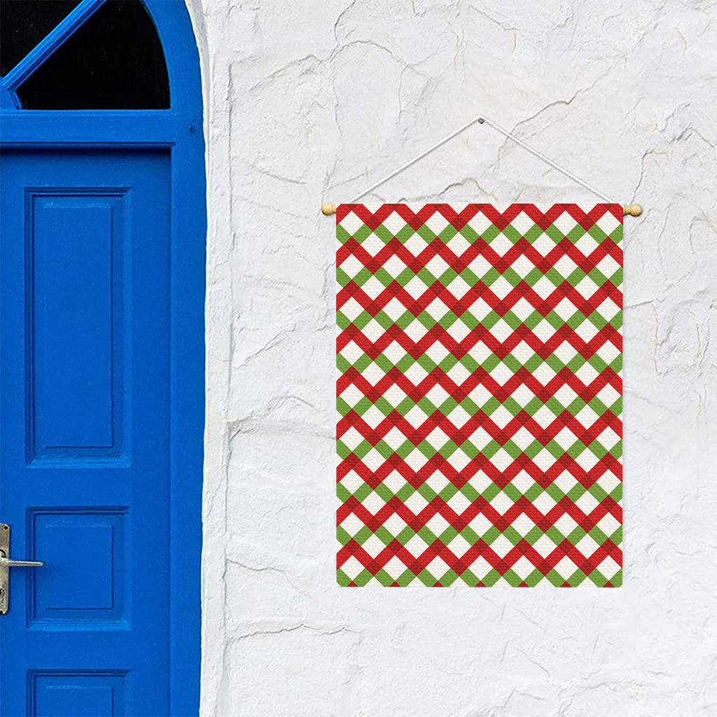 Merry Christmas Checkered Pattern Print Garden Flag