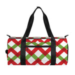 Merry Christmas Checkered Pattern Print Gym Bag