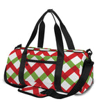 Merry Christmas Checkered Pattern Print Gym Bag