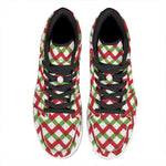 Merry Christmas Checkered Pattern Print High Top Leather Sneakers