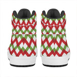 Merry Christmas Checkered Pattern Print High Top Leather Sneakers