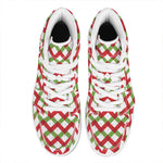 Merry Christmas Checkered Pattern Print High Top Leather Sneakers