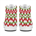 Merry Christmas Checkered Pattern Print High Top Leather Sneakers