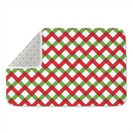 Merry Christmas Checkered Pattern Print Indoor Door Mat