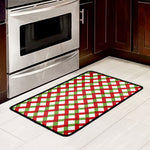 Merry Christmas Checkered Pattern Print Kitchen Mat