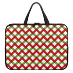 Merry Christmas Checkered Pattern Print Laptop Sleeve With Handle