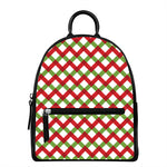 Merry Christmas Checkered Pattern Print Leather Backpack