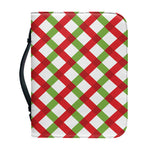 Merry Christmas Checkered Pattern Print Leather Bible Cover