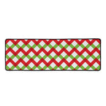 Merry Christmas Checkered Pattern Print Long Kitchen Mat