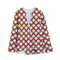 Merry Christmas Checkered Pattern Print Long Sleeve Short Coat