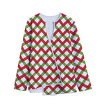 Merry Christmas Checkered Pattern Print Long Sleeve Short Coat