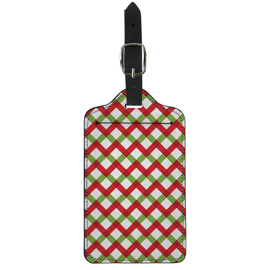 Merry Christmas Checkered Pattern Print Luggage Tag