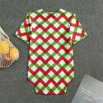 Merry Christmas Checkered Pattern Print Men's Bodysuit