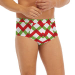 Merry Christmas Checkered Pattern Print Men's Briefs